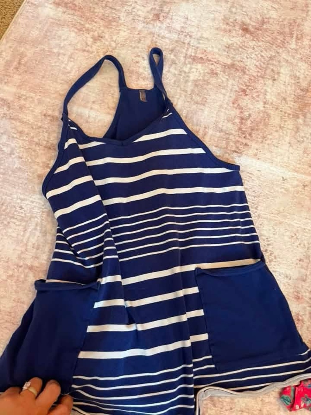 Free people Romper navy and white